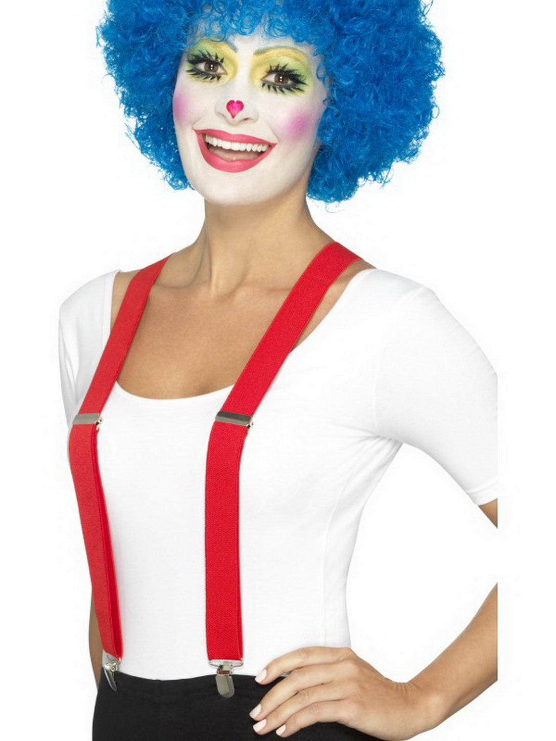 Kostüm Accessoires Zubehör Zirkus Clown Hosenträger Braces, perfekt für Karneval, Fasching und Fastnacht, Rot