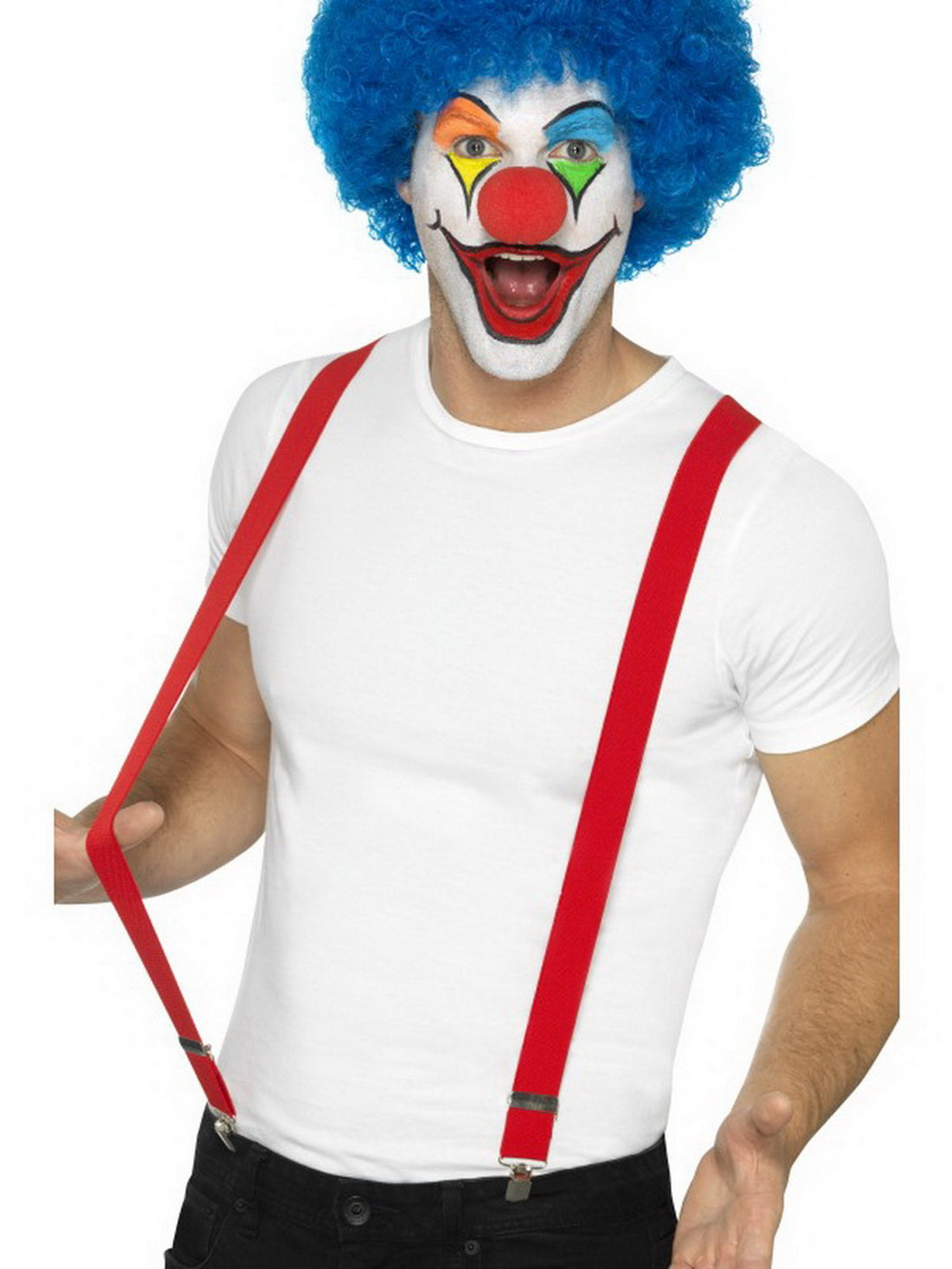 Kostüm Accessoires Zubehör Zirkus Clown Hosenträger Braces, perfekt für Karneval, Fasching und Fastnacht, Rot