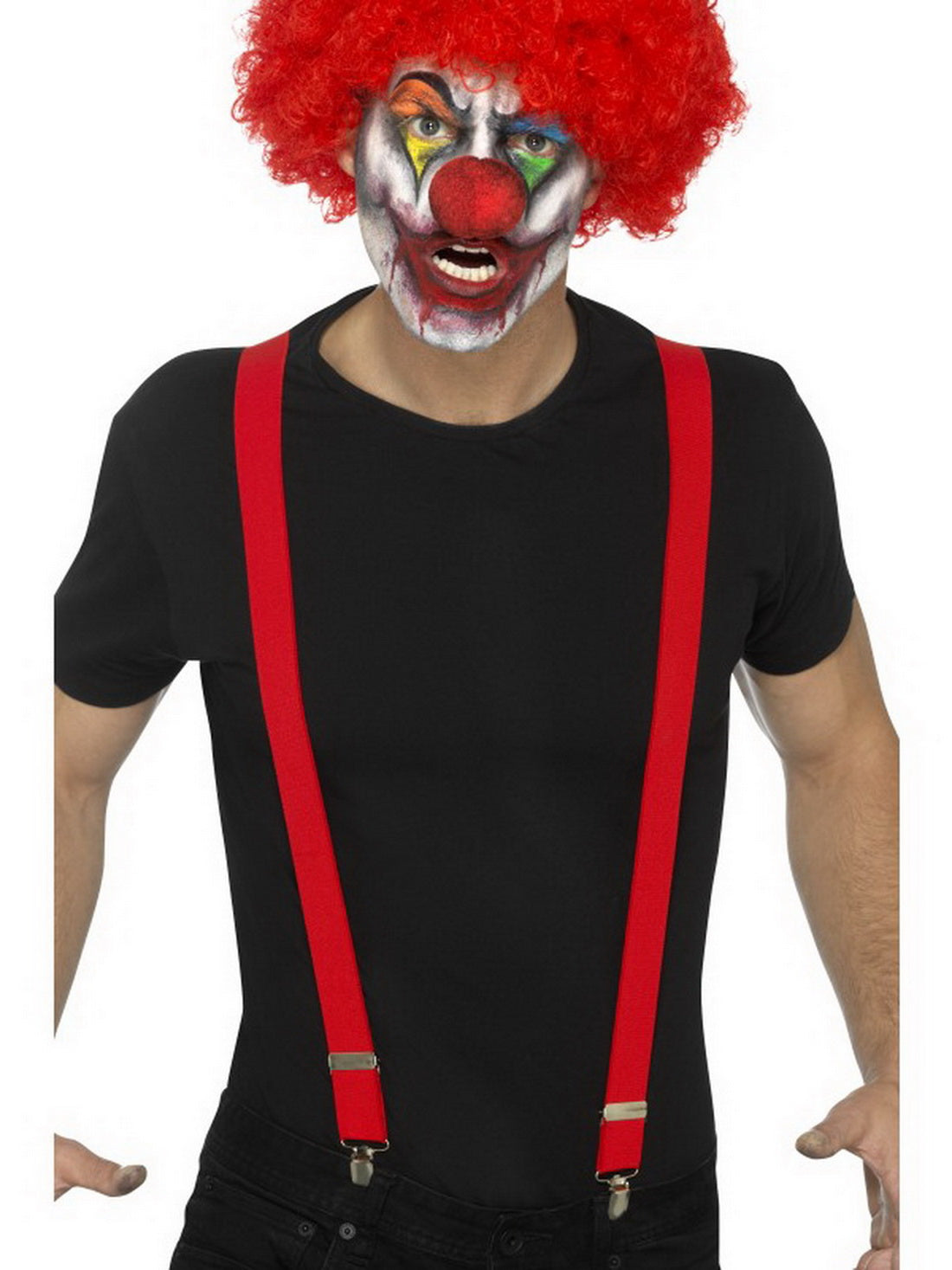 Kostüm Accessoires Zubehör Zirkus Clown Hosenträger Braces, perfekt für Karneval, Fasching und Fastnacht, Rot