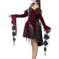 Damen Frauen Kostüm venezianischer Harlekin Hofnarr mit Kleid Kragen und Ärmel, Gothic Harlequin Jester, perfekt für Halloween Karneval und Fasching, S, Schwarz