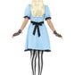 Damen Frauen Kostüm hochwertiges Tee Party Hausmädchen Alice Kleid mit Schürze Strümpfe und Haarband, Deluxe Tea Party Dress, perfekt für Halloween Karneval und Fasching, XS, Blau