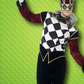 Herren Männer Kostüm venezianischer Harlekin Narr Clown mit Hose Oberteil und Kragen, Gothic Harlequin Jester, perfekt für Halloween Karneval und Fasching, M, Schwarz
