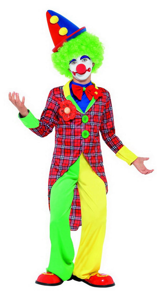 Mädchen Jungen Kinder traditionelles Zirkus Clown Kostüm, Hose, Frack Jacket, Mock Hemd und Fliege, perfekt für Karneval, Fasching und Fastnacht, 104-116, Mehrfarbig