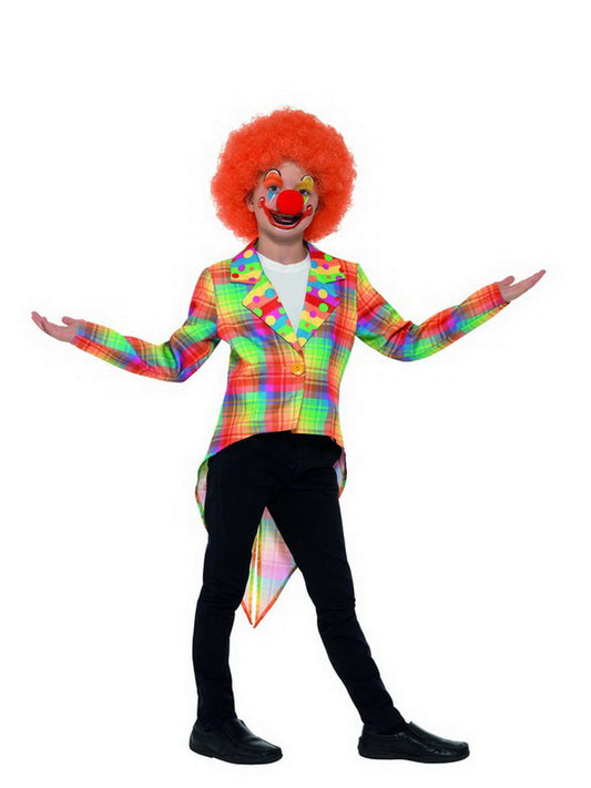 Kinder Jungen Mädchen Zirkus Clown Kostüm, bunt karuierter Frack Jacket, perfekt für Karneval, Fasching und Fastnacht, 104-116, Mehrfarbig