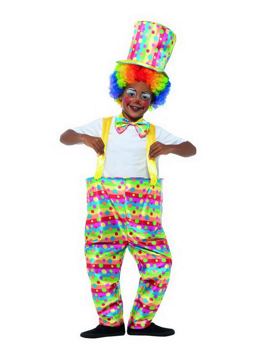 Jungen Kinder Zirkus Clown Kostüm, Reif Hose mit Fliege und Hut, perfekt für Karneval, Fasching und Fastnacht, 104-116, Mehrfarbig