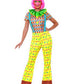 Damen Frauen gepunktetes Zirkus Giggles Clown Kostüm mit bunten Jumpsuit Einteiler Overall, Clowns Kragen Butinette und Haarband, perfekt für Karneval, Fasching und Fastnacht, S, Gelb