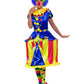 Damen Frauen gepunktetes Zirkus Clown Kostüm mit bunten Zirkuszelt Reifkleid, Clowns Kragen Butinette und Haarband, perfekt für Karneval, Fasching und Fastnacht, S, Blau