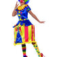 Damen Frauen gepunktetes Zirkus Clown Kostüm mit bunten Zirkuszelt Reifkleid, Clowns Kragen Butinette und Haarband, perfekt für Karneval, Fasching und Fastnacht, S, Blau