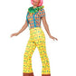 Damen Frauen gepunktetes Zirkus Giggles Clown Kostüm mit bunten Jumpsuit Einteiler Overall, Clowns Kragen Butinette und Haarband, perfekt für Karneval, Fasching und Fastnacht, S, Gelb