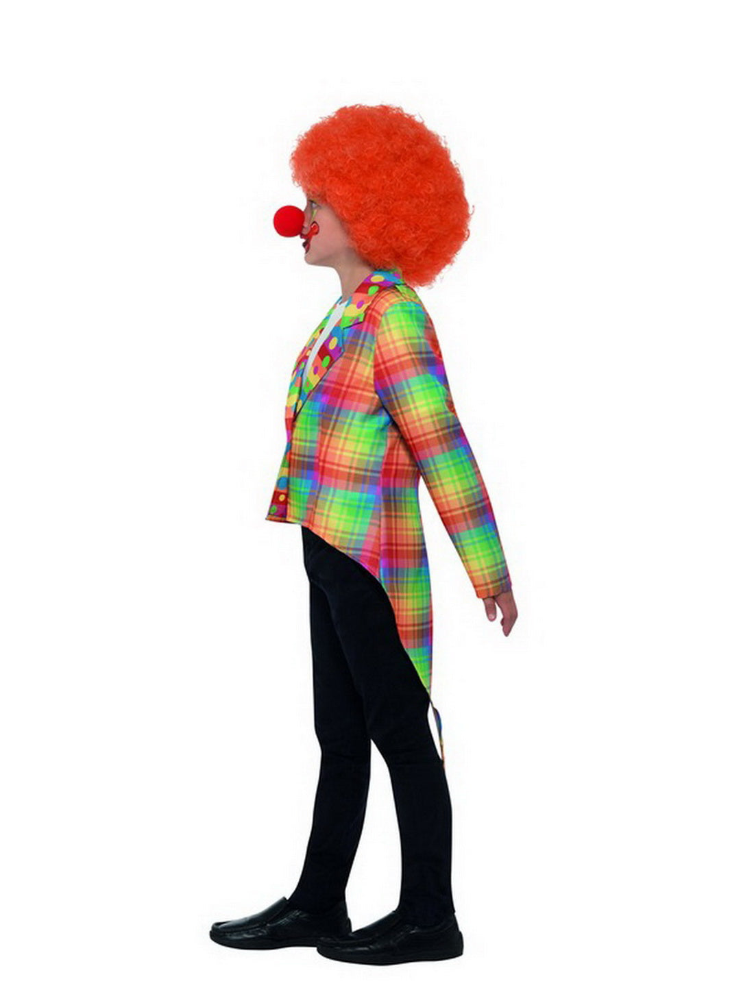 Kinder Jungen Mädchen Zirkus Clown Kostüm, bunt karuierter Frack Jacket, perfekt für Karneval, Fasching und Fastnacht, 104-116, Mehrfarbig