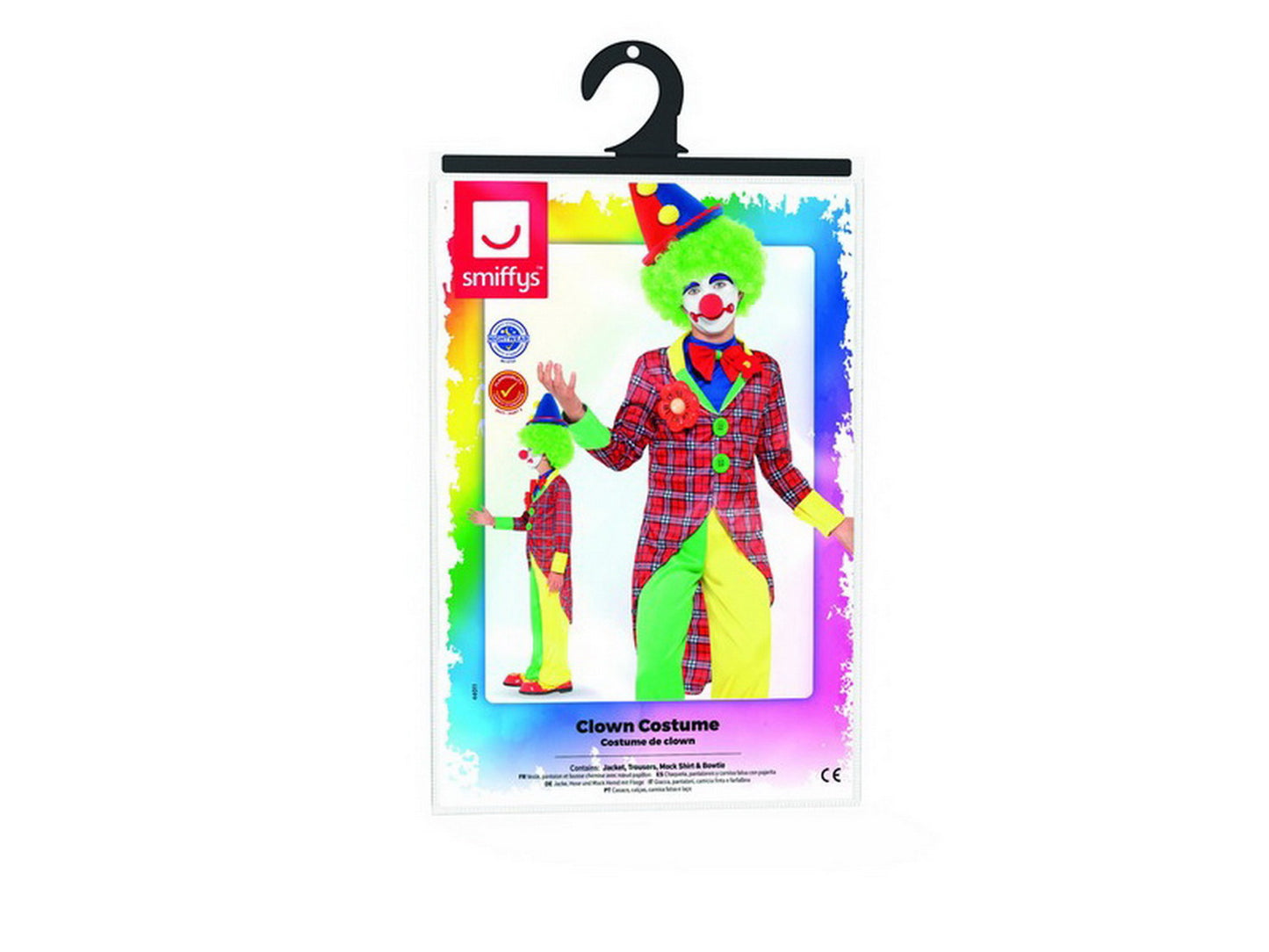 Mädchen Jungen Kinder traditionelles Zirkus Clown Kostüm, Hose, Frack Jacket, Mock Hemd und Fliege, perfekt für Karneval, Fasching und Fastnacht, 104-116, Mehrfarbig