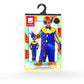 Herren Männer Zirkus Clown Kostüm mit Overall Jumpsuit Einteiler, Clowns Kragen Butinette und Fliege, perfekt für Karneval, Fasching und Fastnacht, L, Blau