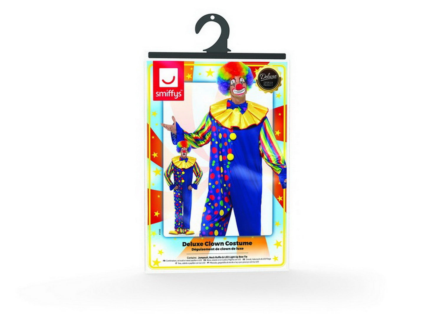 Herren Männer Zirkus Clown Kostüm mit Overall Jumpsuit Einteiler, Clowns Kragen Butinette und Fliege, perfekt für Karneval, Fasching und Fastnacht, L, Blau