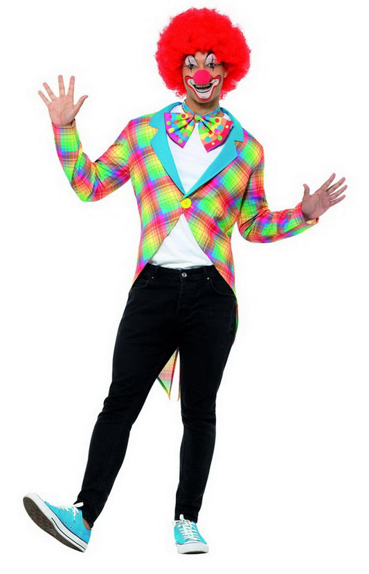 Herren Männer Zirkus Clown Kostüm, karierter Frack Jacket, perfekt für Karneval, Fasching und Fastnacht, M, Mehrfarbig