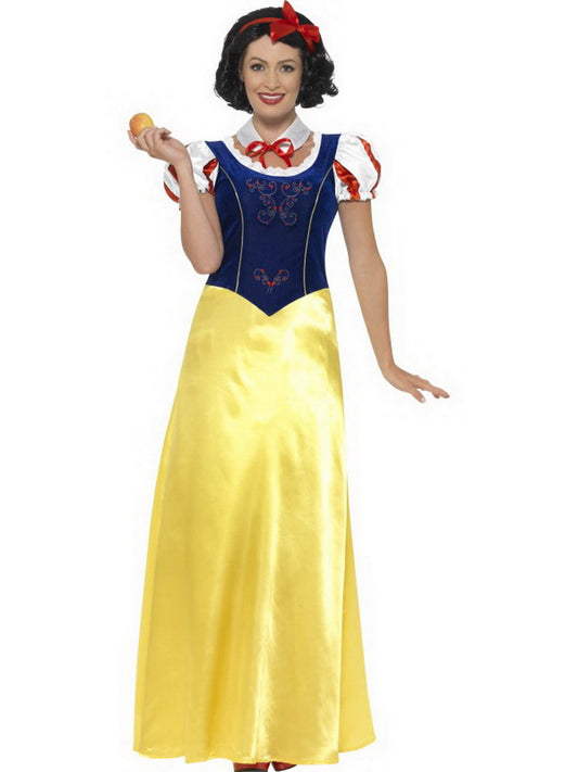 Damen Frauen Märchen Prinzessinen Kostüm, Kleid mit Kopfschmuck und Kragen, perfekt für Karneval, Fasching und Fastnacht, XS, Gelb