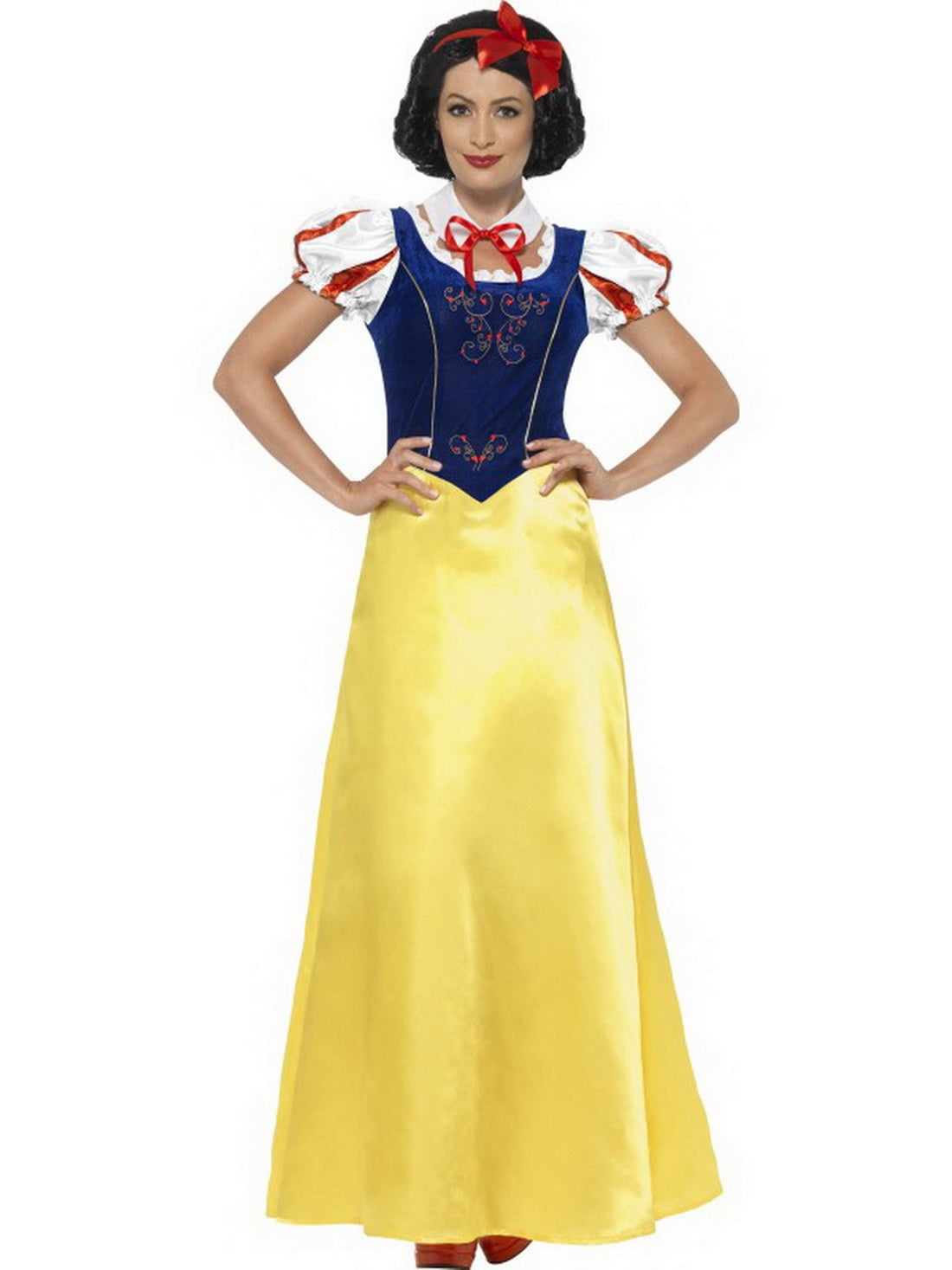 Damen Frauen Märchen Prinzessinen Kostüm, Kleid mit Kopfschmuck und Kragen, perfekt für Karneval, Fasching und Fastnacht, XS, Gelb