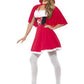 Damen Frauen Rotkäppchen Kostüm mit kurzem Kleid mit Kapuze, perfekt für Karneval, Fasching und Fastnacht, XS, Rot