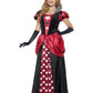 Damen Frauen Herz Königinnen Kostüm Kartenkönigin Queen of Hearts, langes Ballkleid mit Krone, perfekt für Karneval, Fasching und Fastnacht, S, Schwarz