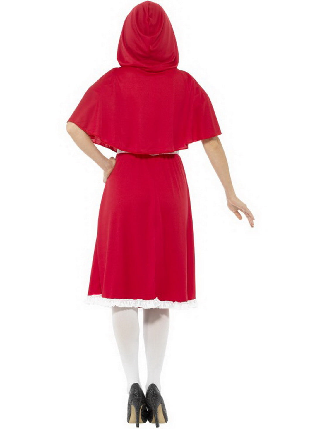 Damen Frauen Rotkäppchen Kostüm mit langem Kleid mit Kapuze, perfekt für Karneval, Fasching und Fastnacht, XS, Rot