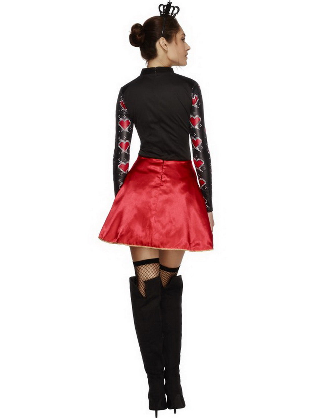 Damen Frauen Herz Königinnen Kostüm Kartenkönigin Queen of Hearts, kurzes Ballkleid mit Krone, perfekt für Karneval, Fasching und Fastnacht, S, Rot