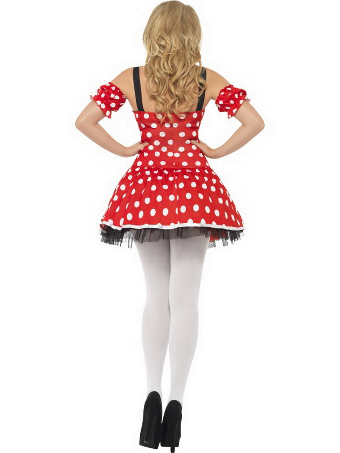 Damen Frauen Fräulein Maus Kostüm mit Kleid, Manschetten und Mäuseohren, perfekt für Karneval, Fasching und Fastnacht, S, Rot