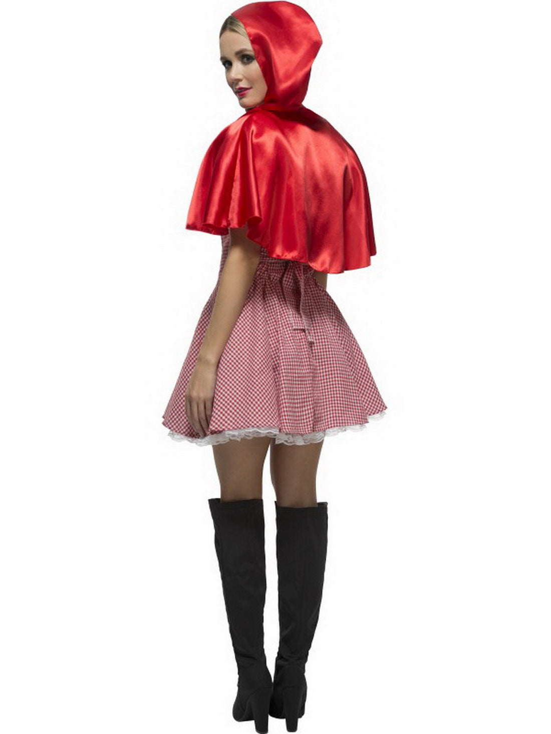 Damen Frauen Rotkäppchen Kostüm mit kurzem Kleid und Umhang mit Kapuze, perfekt für Karneval, Fasching und Fastnacht, XS, Rot