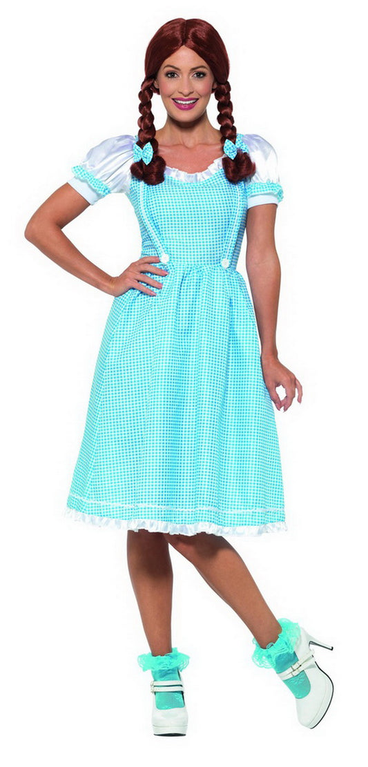 Damen Frauen Alice Kostüm im Hausmädchen Stil mit Kleid und Haarschmuck, perfekt für Karneval, Fasching und Fastnacht, XS, Blau