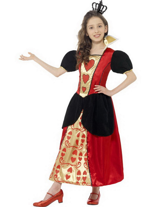 Mädchen Kinder Herz-Königin - Queen of Hearts Kostüm mit Kleid und Krone, perfekt für Karneval, Fasching und Fastnacht, 104-116, Rot